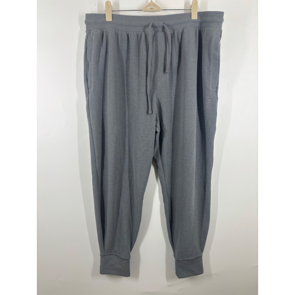 Tommy John Mens Waffle Knit Joggers Gray Thermal Lounge Pants Size Large
